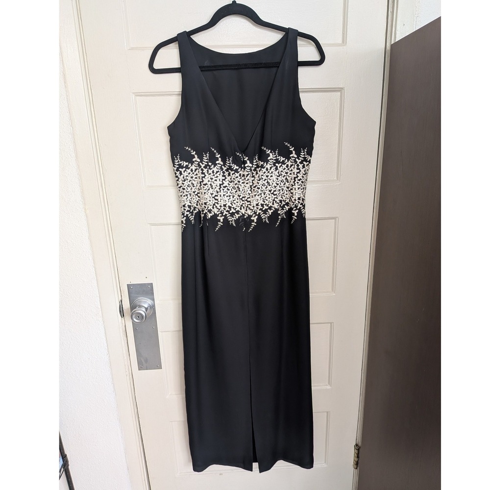 Ann‎ Taylor Vintage Black White Floral Embroidered Whimsigoth Maxi Gown Dress 10 - Picture 3 of 6
